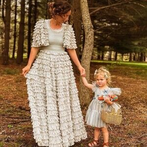 Ivy City Baby Blue Ruffle Maxi Dress